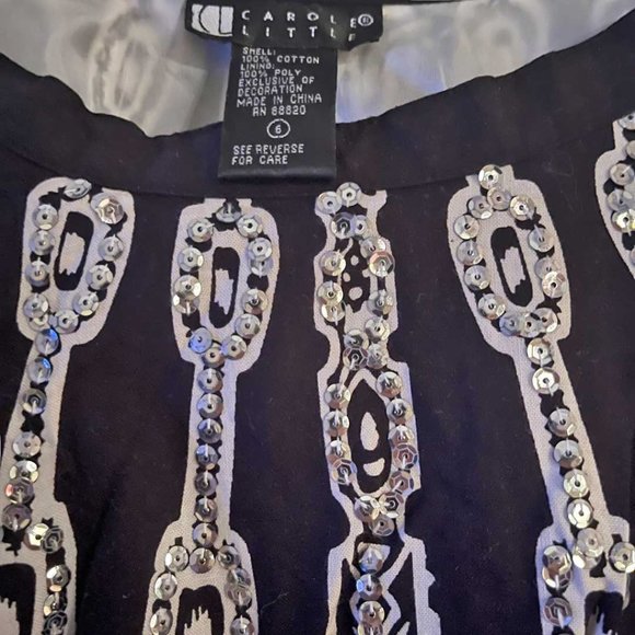 Carole Little Black White Sequin Embellished Full Circle Skirt - Picture 5 of 6